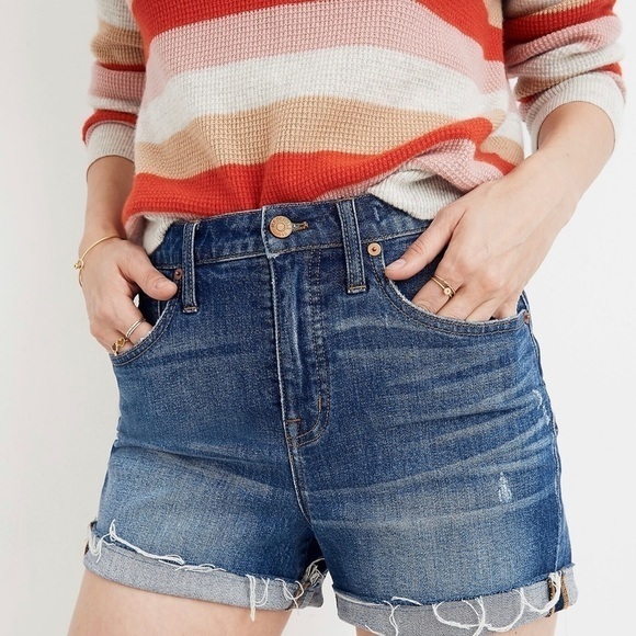 MADEWELL High-Rise Denim Shorts in Glenoaks Wash: Cutoff Edition - Picture 1 of 10